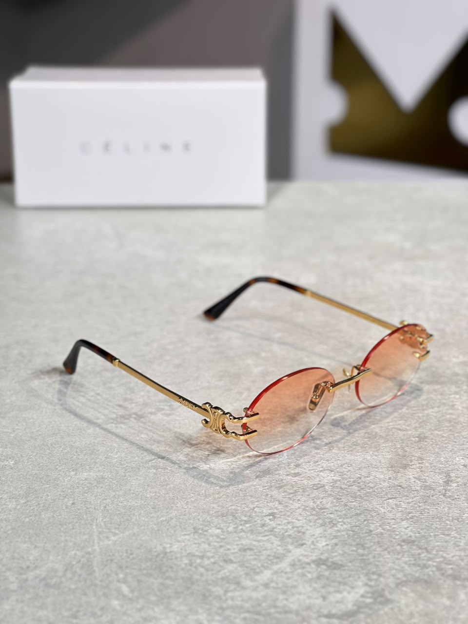 Gafas Celine Ovalada Rosa Dorada