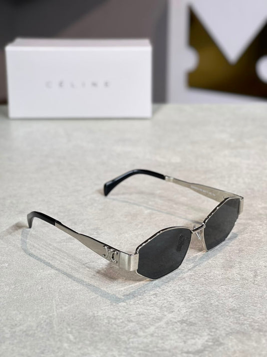Gafas Celine Ovalada Negra Plateada