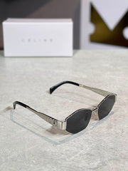 Gafas Celine Ovalada Negra Plateada