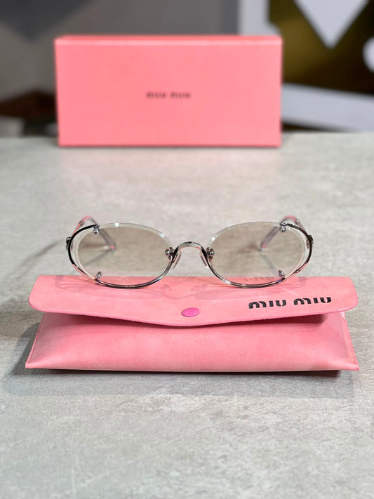 Gafas Miu Miu Ovalada Plateada Transparente