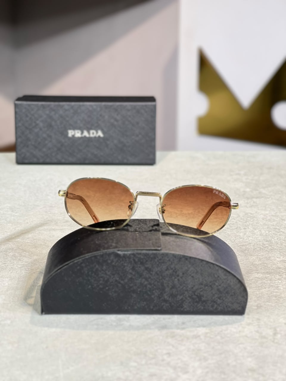 Gafas Prada Ovalada Cafe Dorada