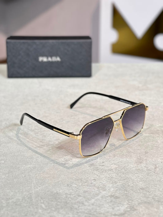 Gafas Prada Aviador Negra Dorada